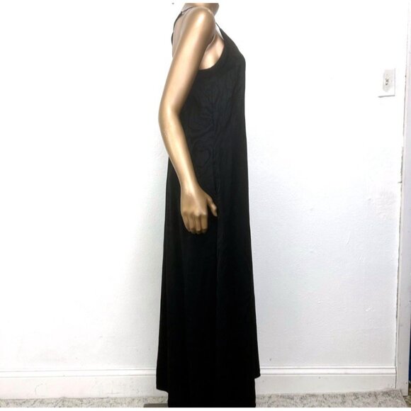 Banana Republic Jacquard A-line Maxi Slip Dress Black Sleeveless Adjustable Sz M - Picture 8 of 12